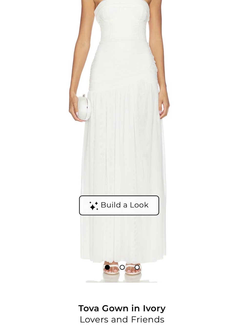 Lovers + Friends Ivory Strapless Pleated Maxi Gown